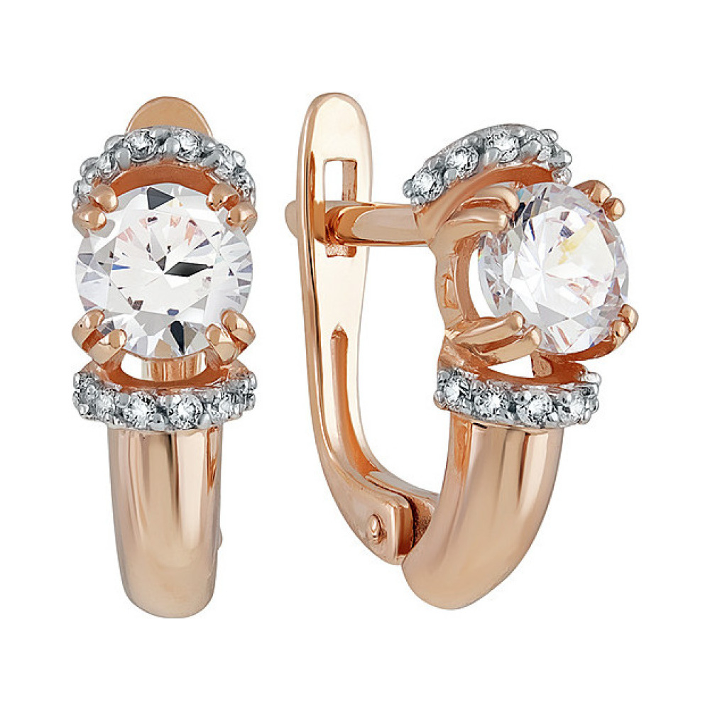 Золотые серьги с фианитом № 136566