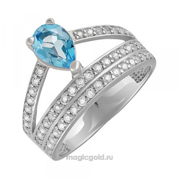 Серебряное кольцо с топазом и фианитом № 135313