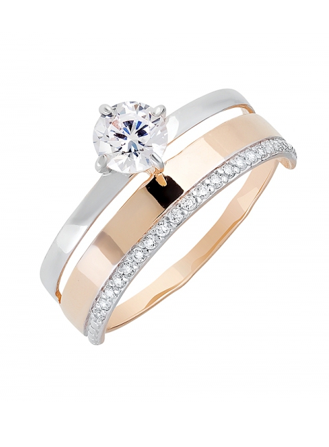 Золотое кольцо с фианитами № 130021