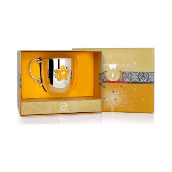 Серебряная детская кружка «Звезда» 481КР05807 (синий)