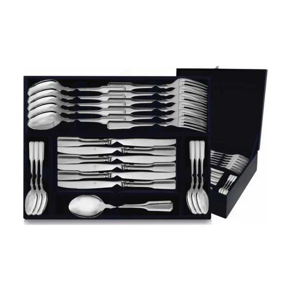 Набор столовый Русский на 12 персон: вилка, ложка, нож, чайная ложка из серебра 925 пробы