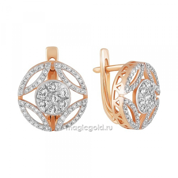 Золотые серьги с бриллиантом № 135554