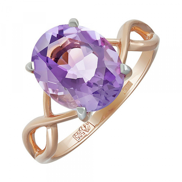 Золотое кольцо с аметистом № 135090