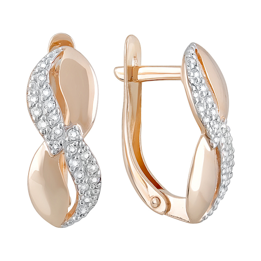 Золотые серьги с фианитами № 123489