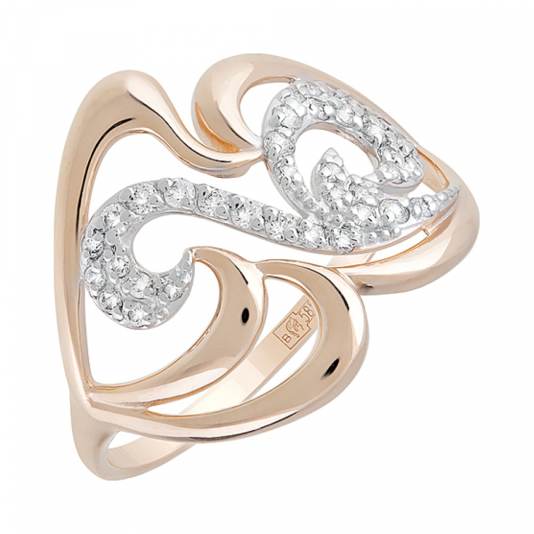 Золотое кольцо с фианитами № 128354