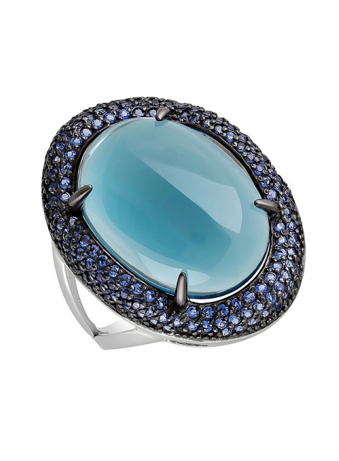 Серебряное кольцо с алпанитом и фианитом № 132526