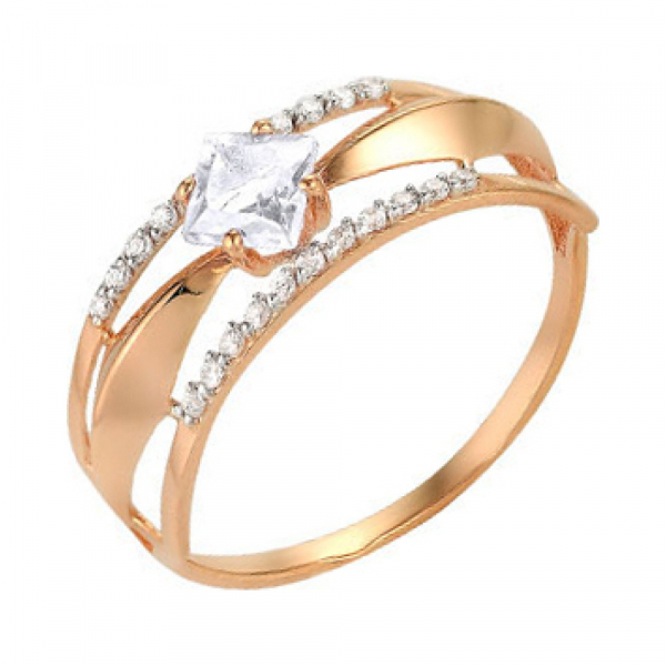 Золотое кольцо с фианитом № 141140