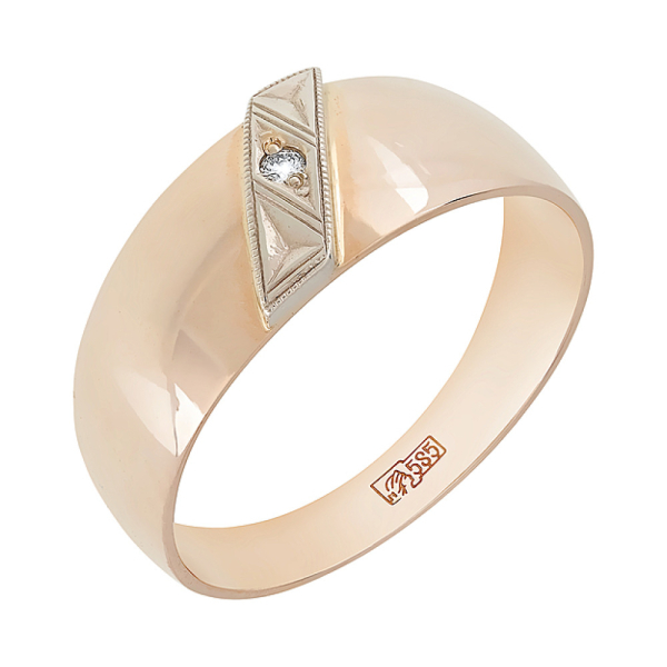 Золотое кольцо с бриллиантом чалма № 4455