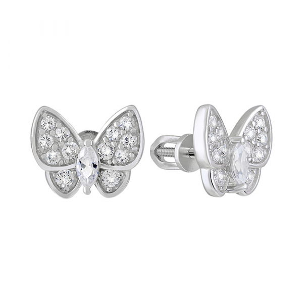 Серебряные серьги с фианитами № 127759