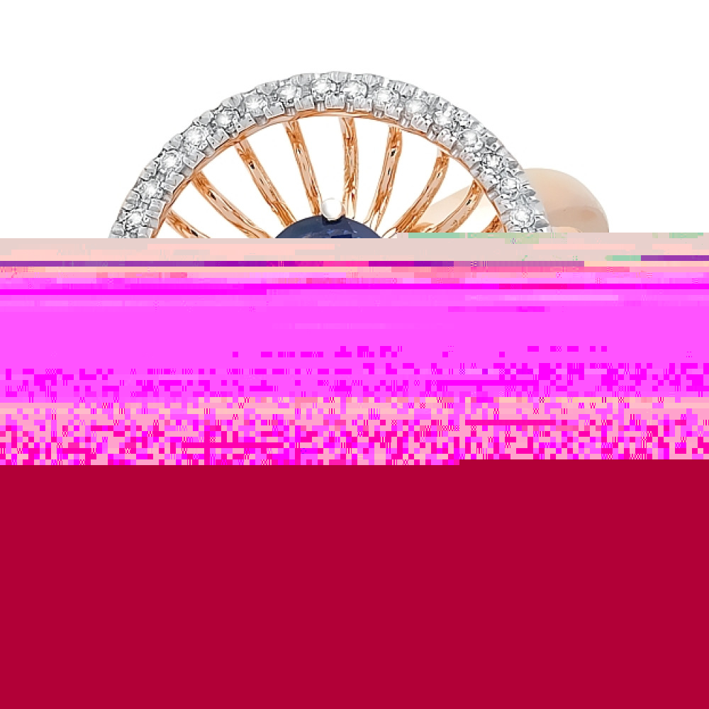 Золотое кольцо с бриллиантами и сапфиром № 113882