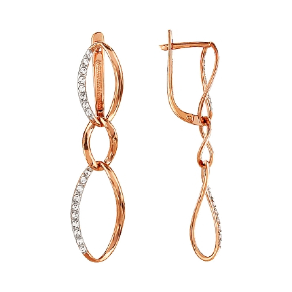 Золотые серьги с фианитом № 82641