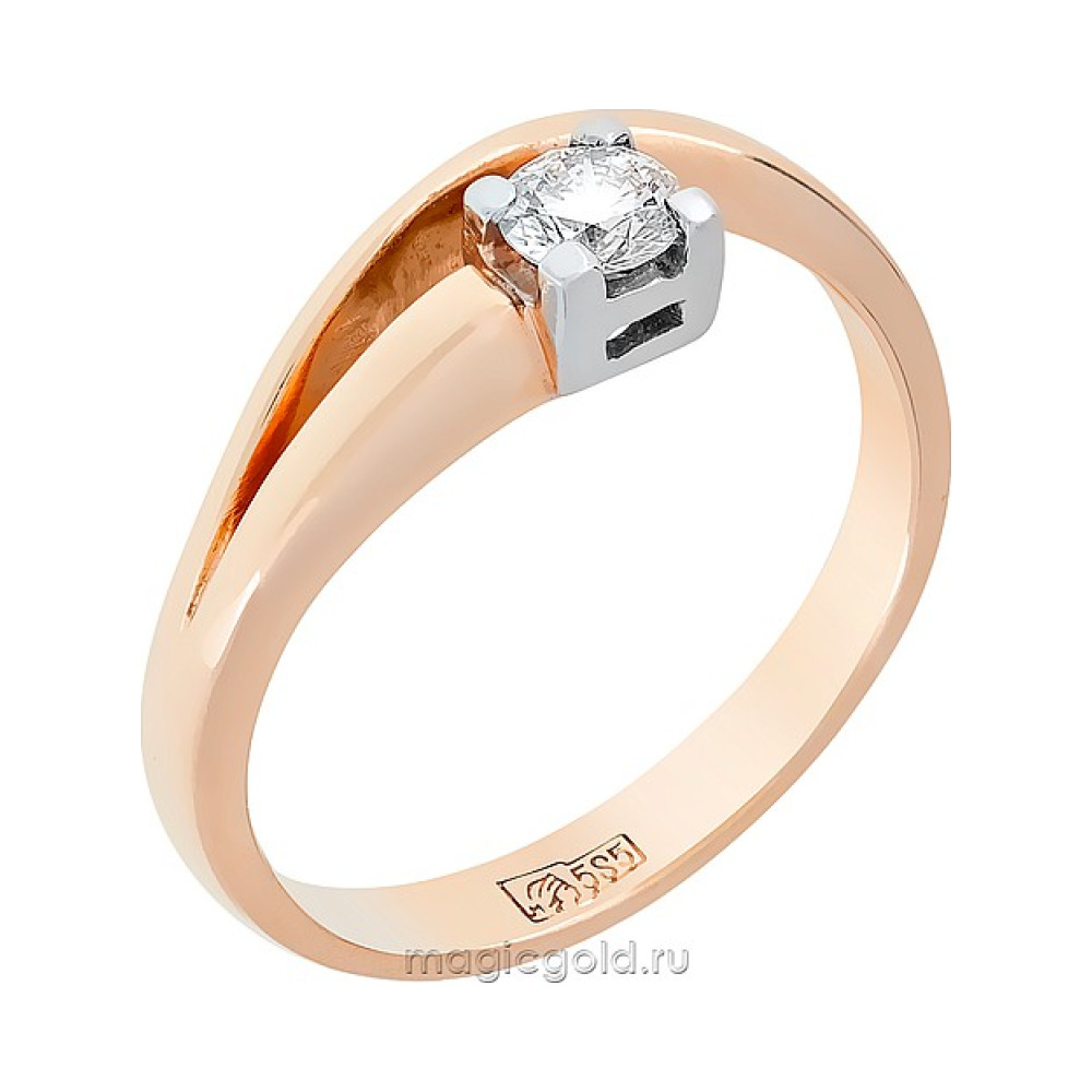 Золотое кольцо с бриллиантом № 36202