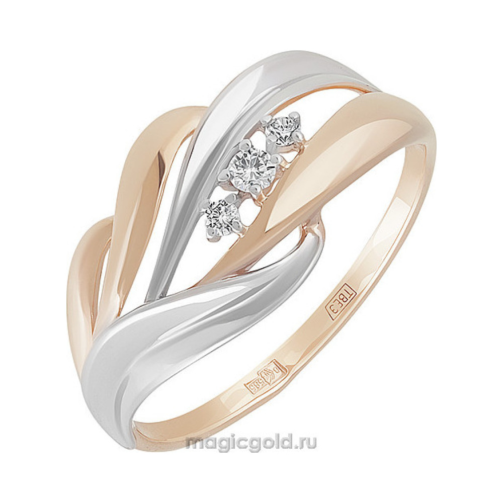 Золотое кольцо с фианитом № 155791