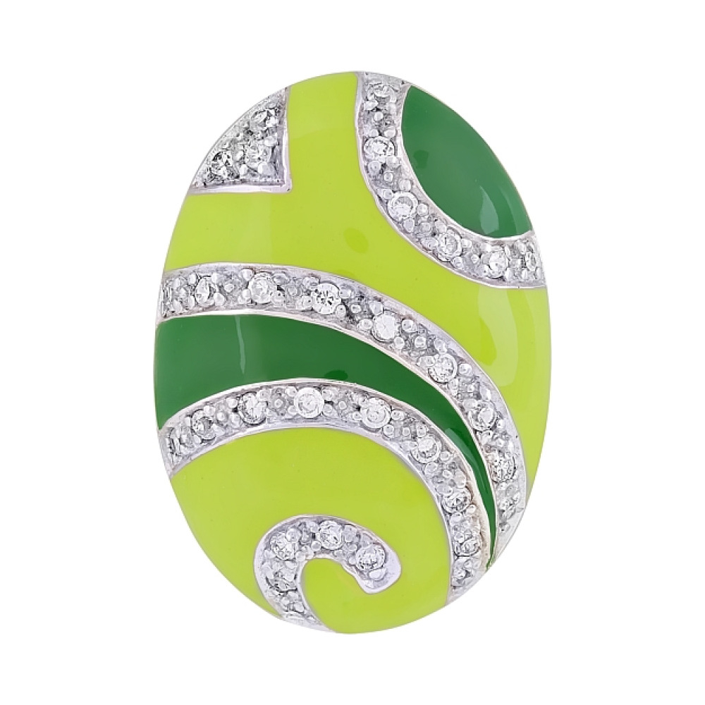 Серебряная подвеска с эмалью и фианитами № 106155