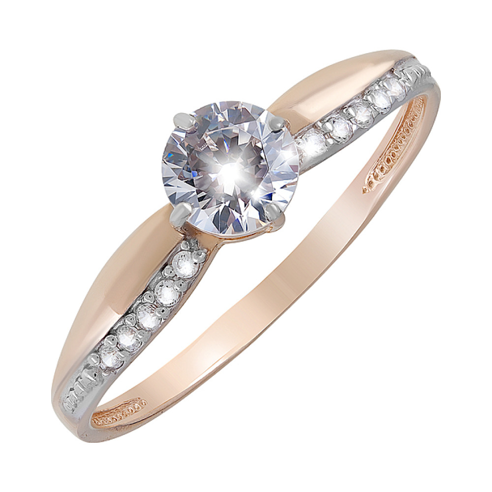 Золотое кольцо с кристаллами swarovski № 122322