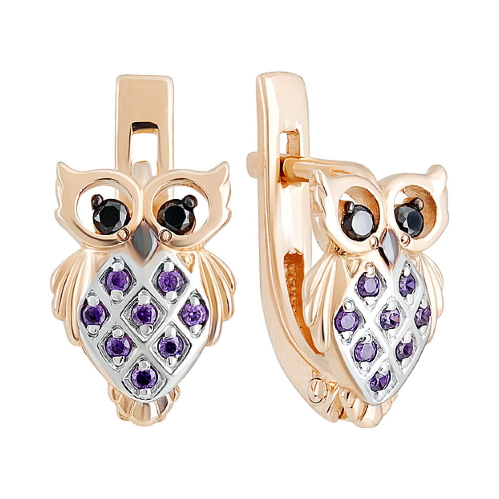 Золотые серьги с фианитом № 129781