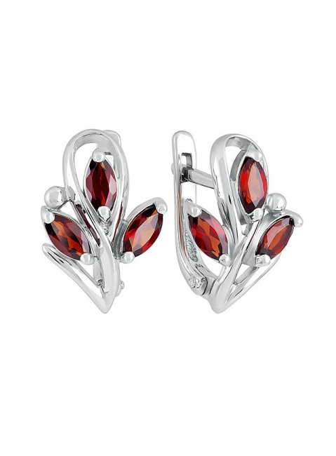 Золотые серьги с гранатом № 128346