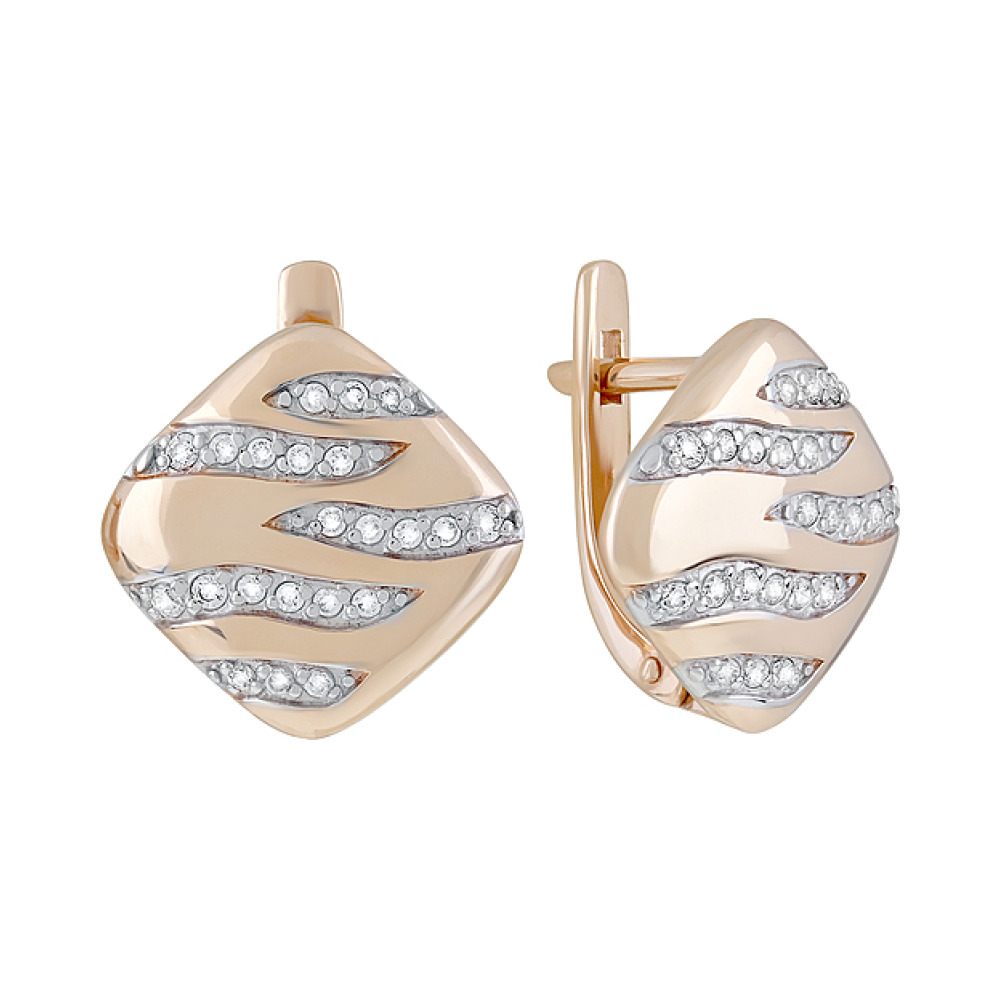 Золотые серьги с фианитами № 109599