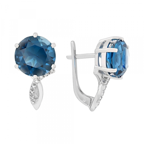 Золотые серьги с топазом и фианитом № 118329