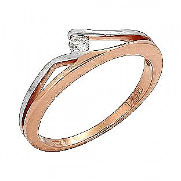 Золотое кольцо с бриллиантом № 96663