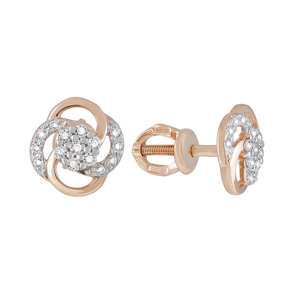 Золотые серьги с фианитом № 123444