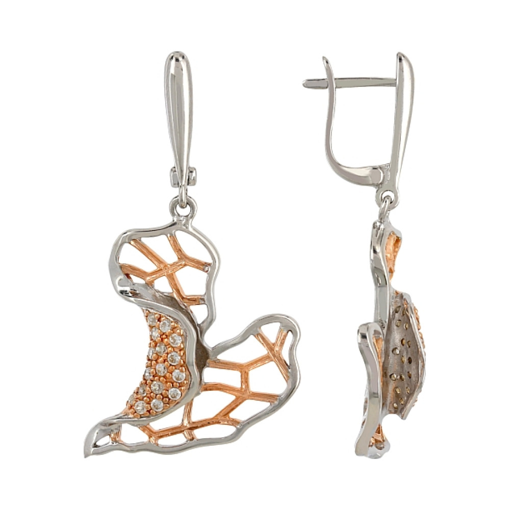 Серебряные серьги с фианитами № 106333