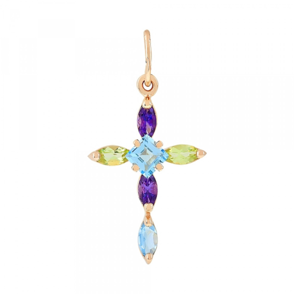 Золотая подвеска с полудраг вставками № 112309