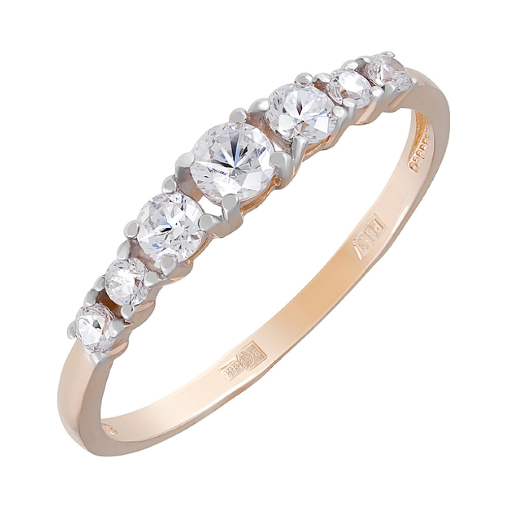 Золотое кольцо с фианитами № 124308