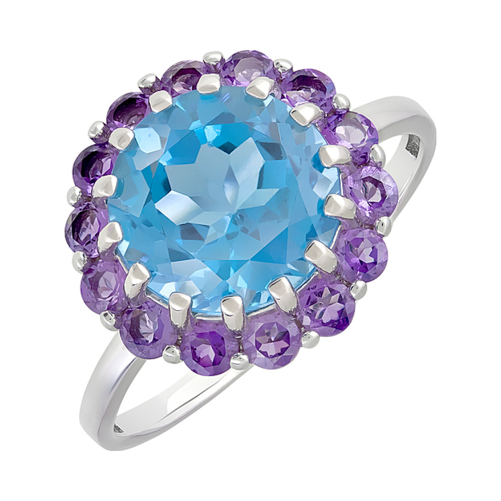 Серебряное кольцо с полудрагоценными вставками № 129274