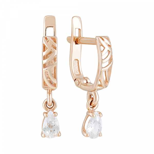 Золотые серьги с фианитами № 127366