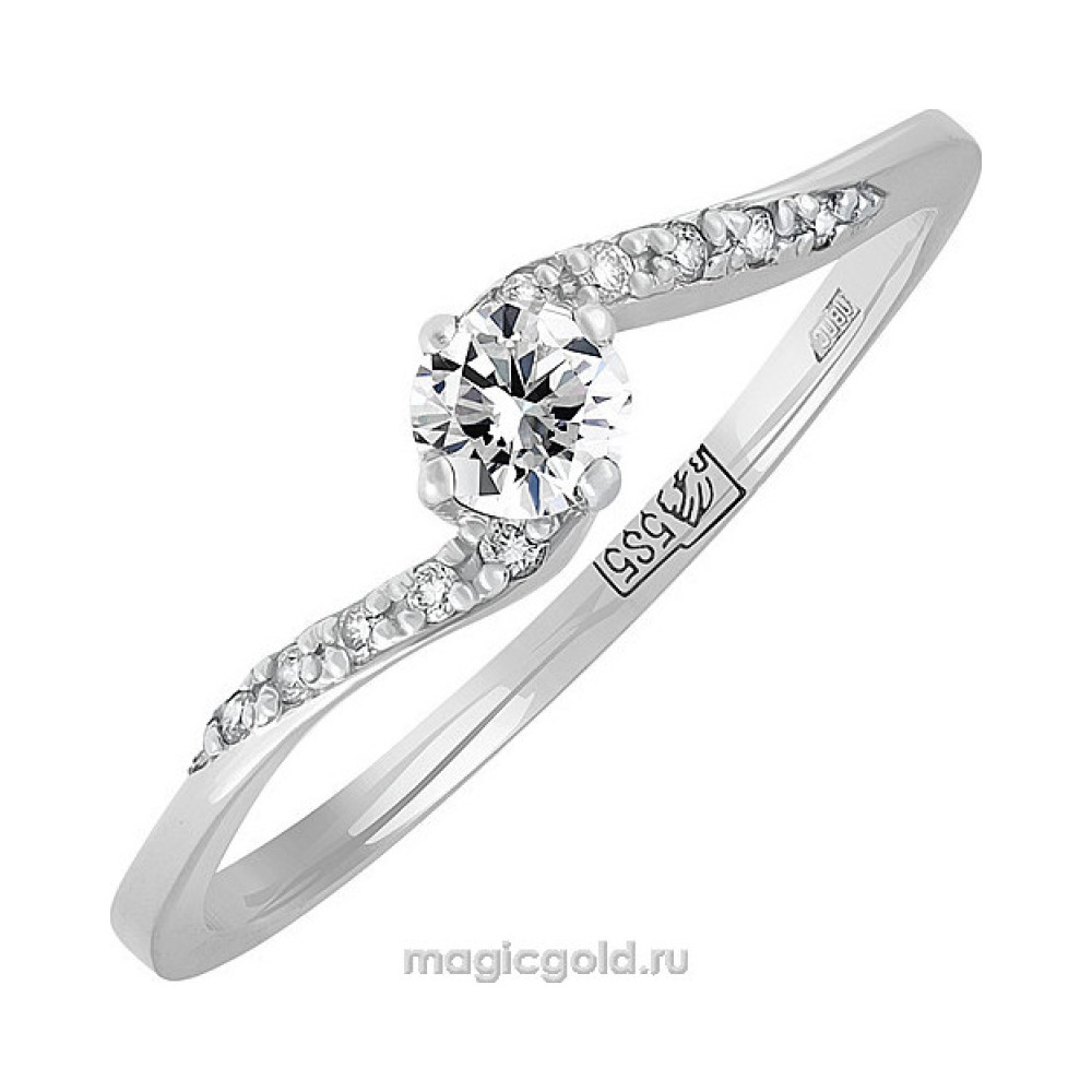 Золотое кольцо с бриллиантом № 102385