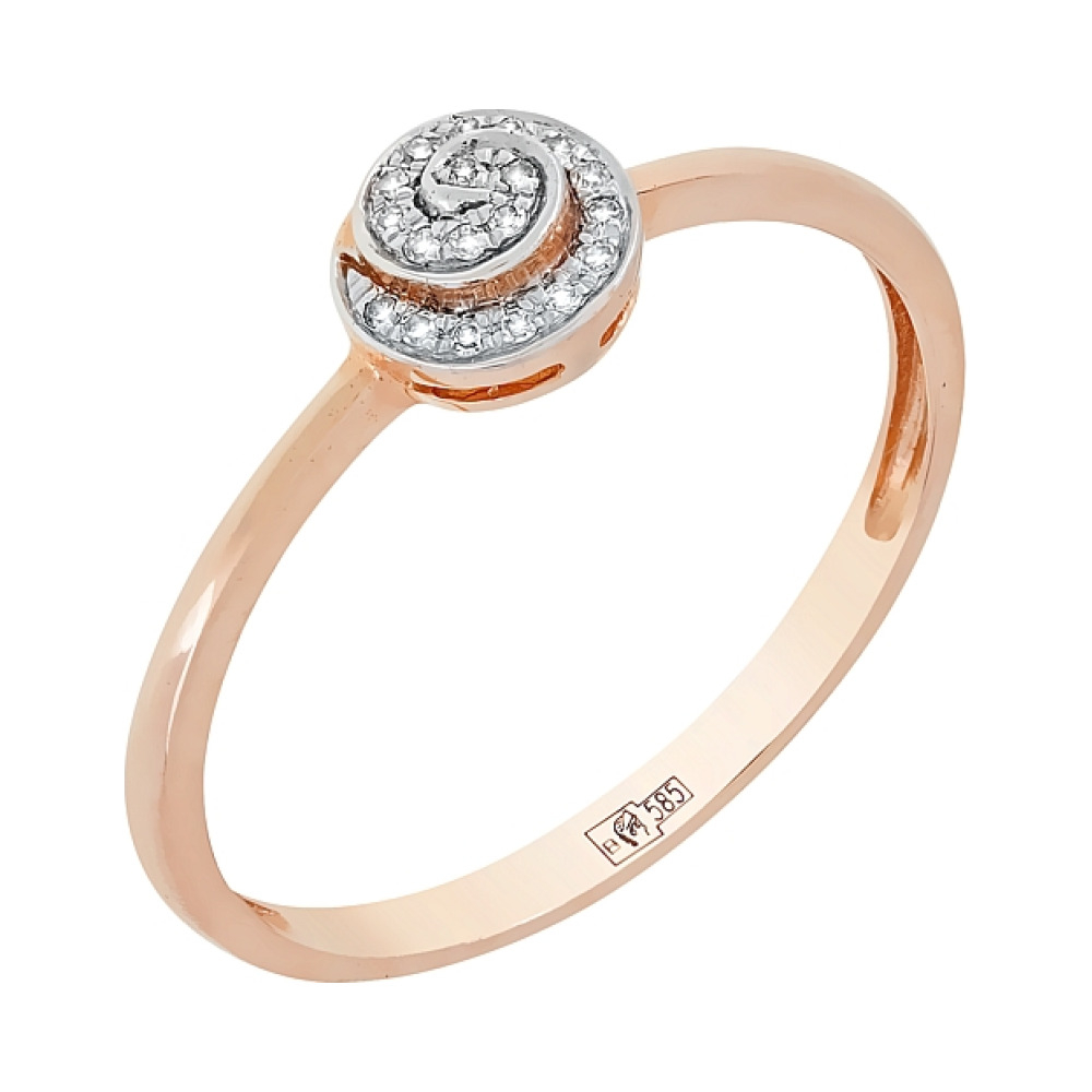 Золотое кольцо с бриллиантом № 106085