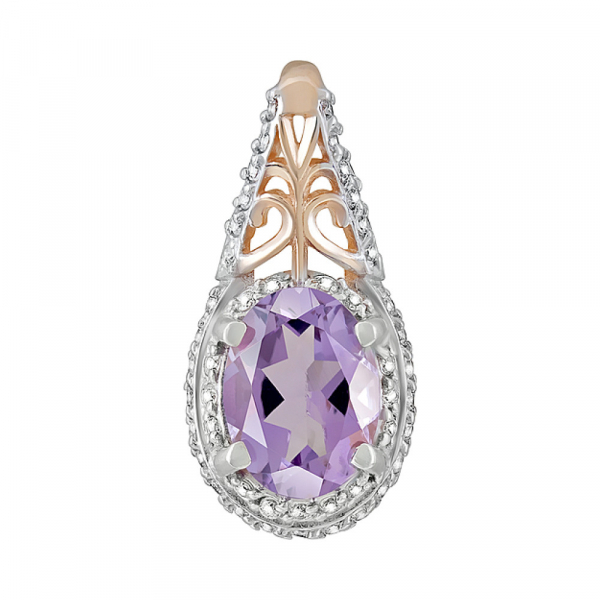 Золотая подвеска с аметистом и фианитом № 124249