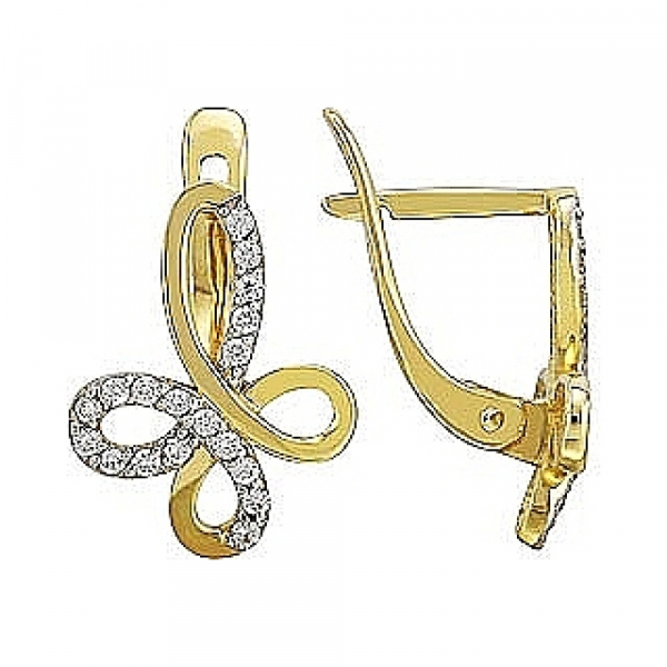 Золотые серьги с бриллиантом № 76859