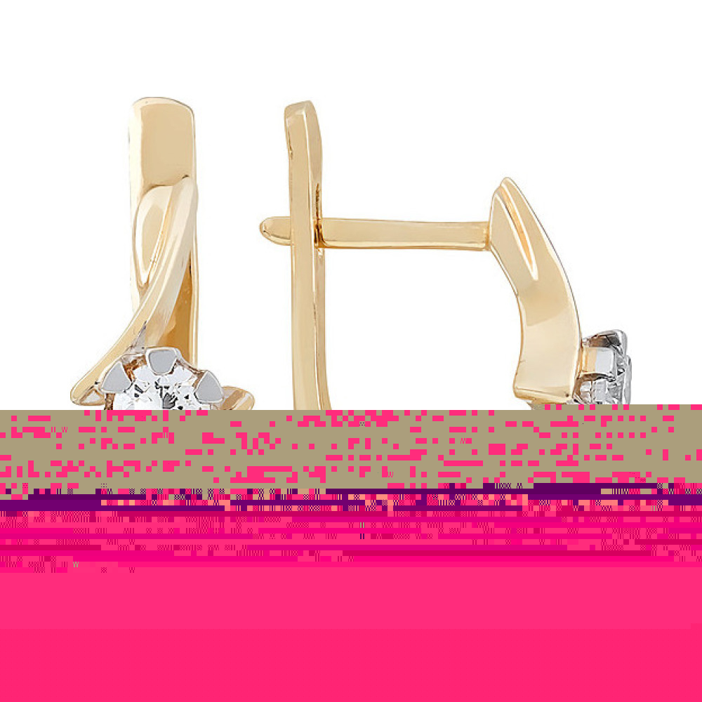 Золотые серьги с бриллиантом № 104718