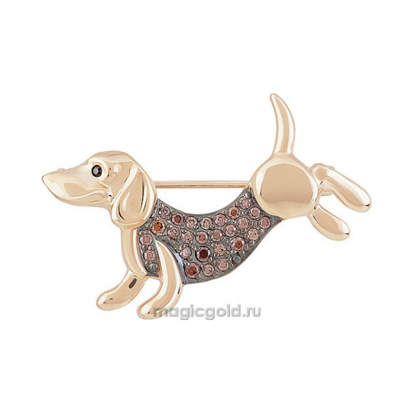 Золотая брошь с фианитом № 155887