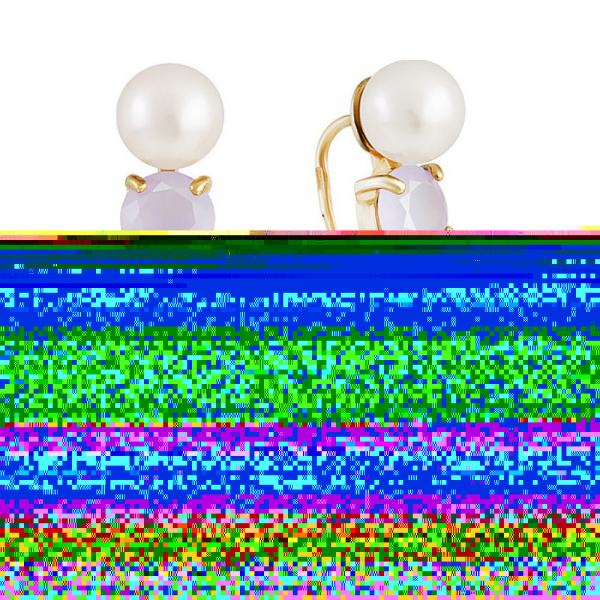 Серебряные серьги с жемчугом , алпанитом и золотым покрытием № 132372