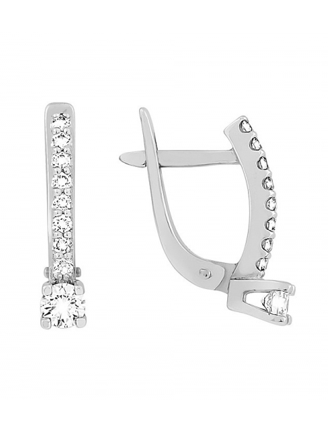 Золотые серьги с бриллиантом № 119039