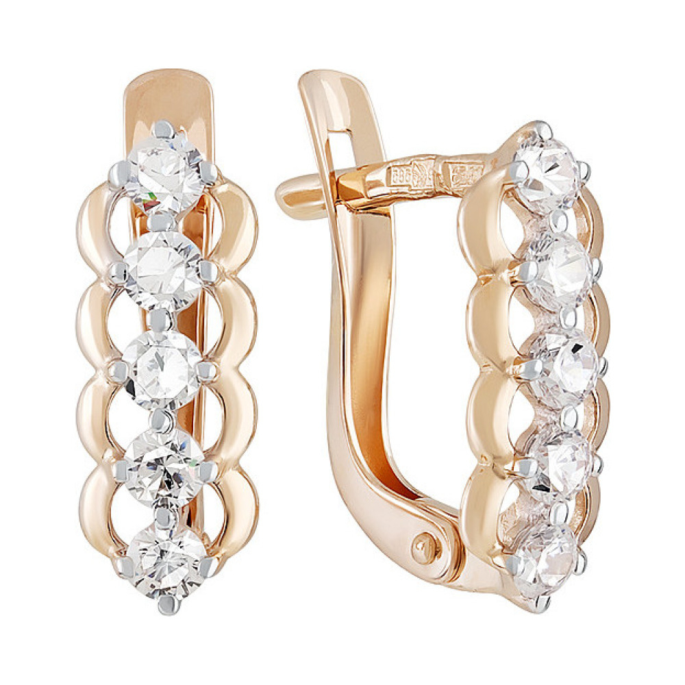 Золотые серьги с фианитом № 133889