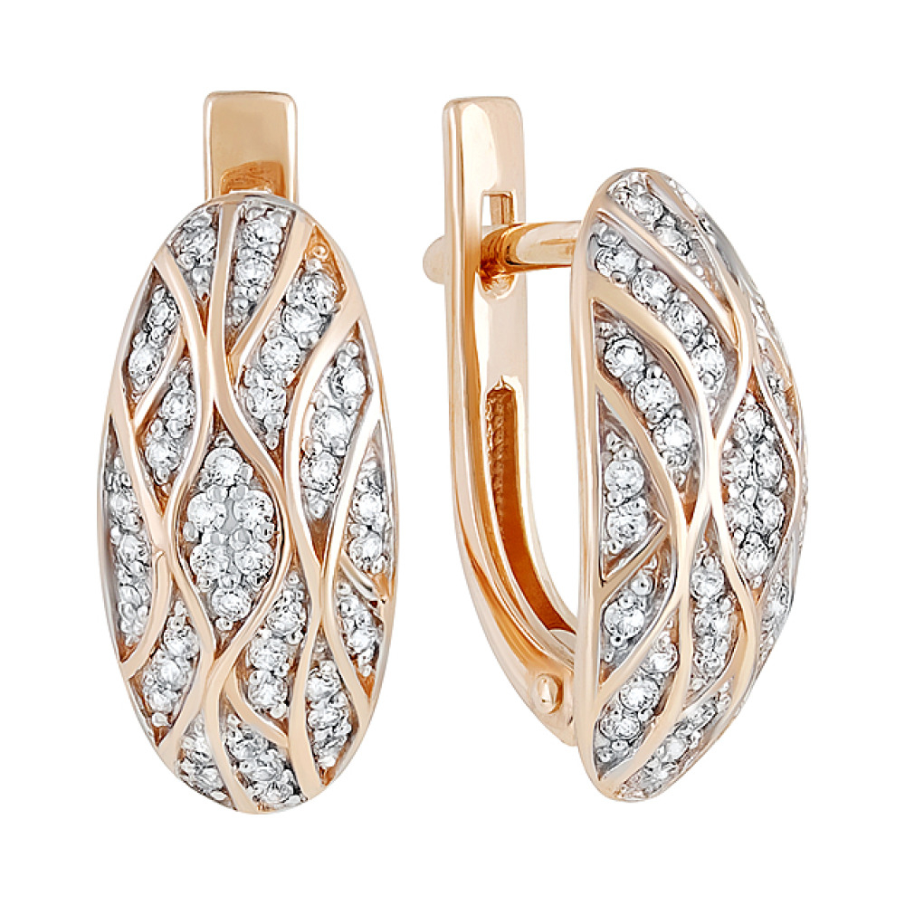 Золотые серьги с фианитом № 129809