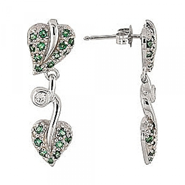 Серебряные серьги с кварцем и фианитом № 68366