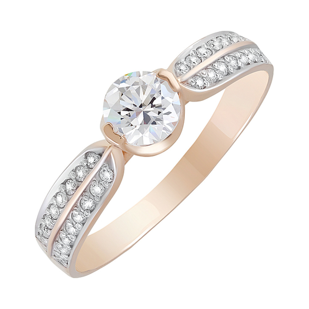 Золотое кольцо с кристаллами swarovski № 128801