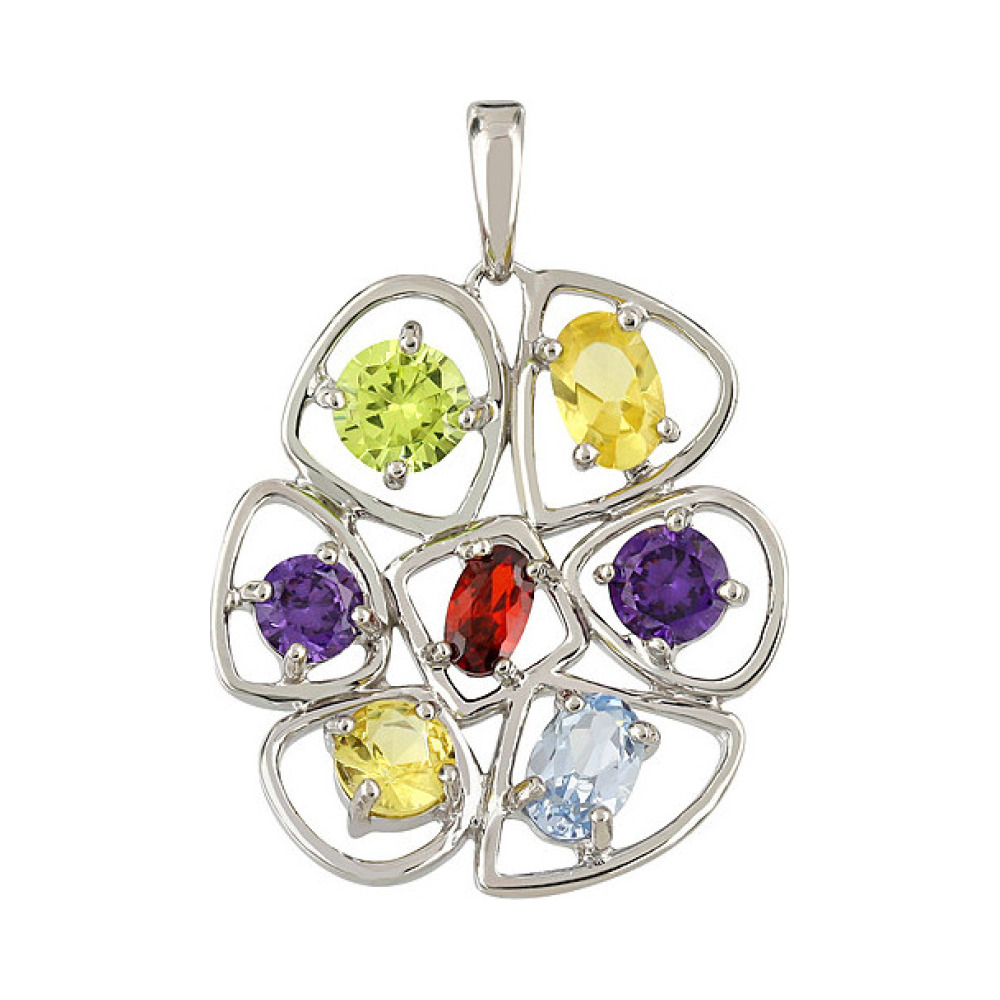 Серебряная подвеска с фианитом и имитац.шпинели № 107250