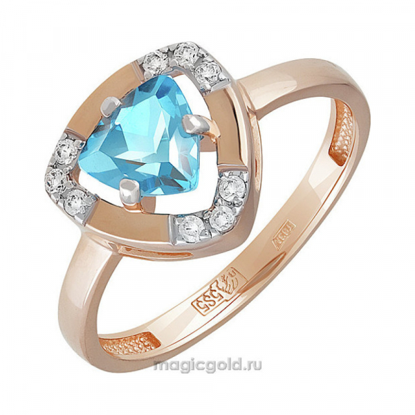 Золотое кольцо с топазом и фианитом № 142071
