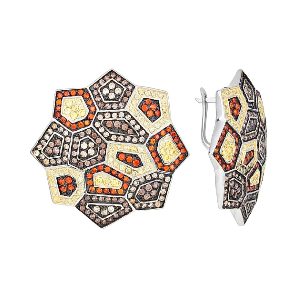 Серебряные серьги с фианитом № 118313