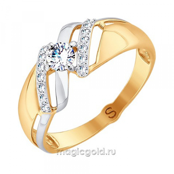 Золотое кольцо с фианитом № 163938