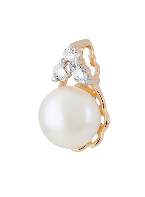 Золотая подвеска с жемчугом и фианитом № 129396