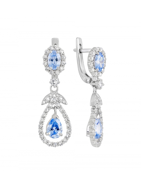 Серебряные серьги с фианитом № 131669