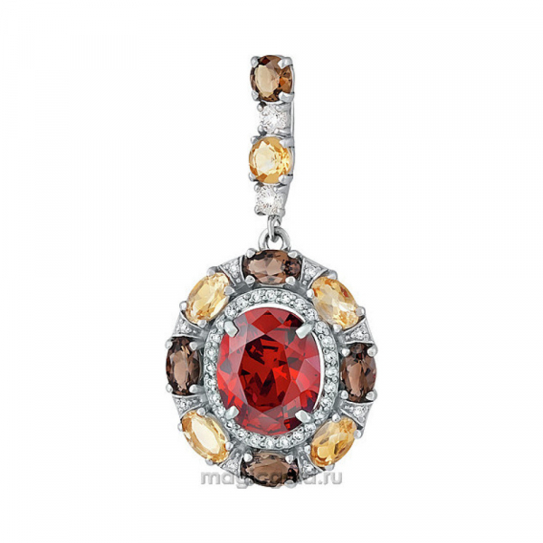 Серебряная подвеска с полудрагоценными вставками, алпанитом и фианитом № 133689