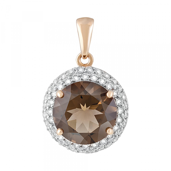 Золотая подвеска с раухтопазом и фианитом № 128515